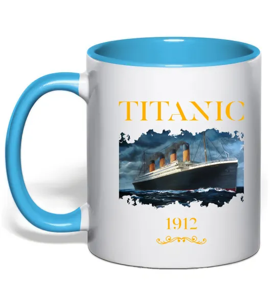Чашка с цветной ручкой Titanic 1912 Голубой фото