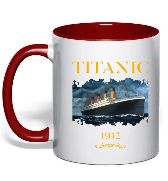 Чашка с цветной ручкой Titanic 1912 Красный фото