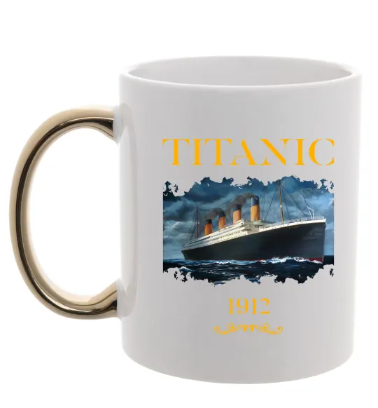 Чашка с цветной ручкой Titanic 1912 Золото фото