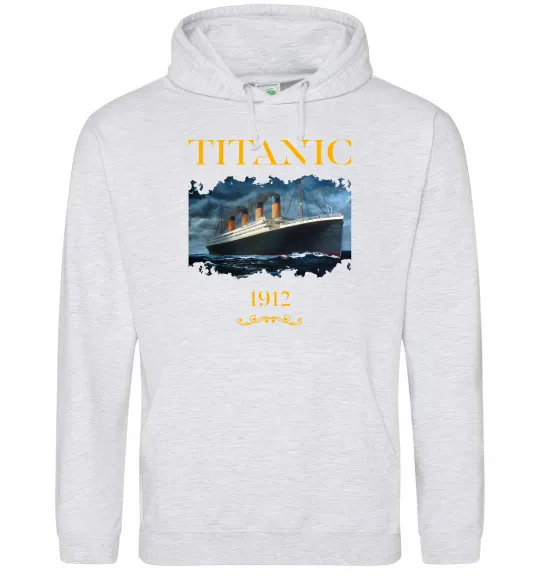 Мужская толстовка (худи) Titanic 1912 Серый меланж фото