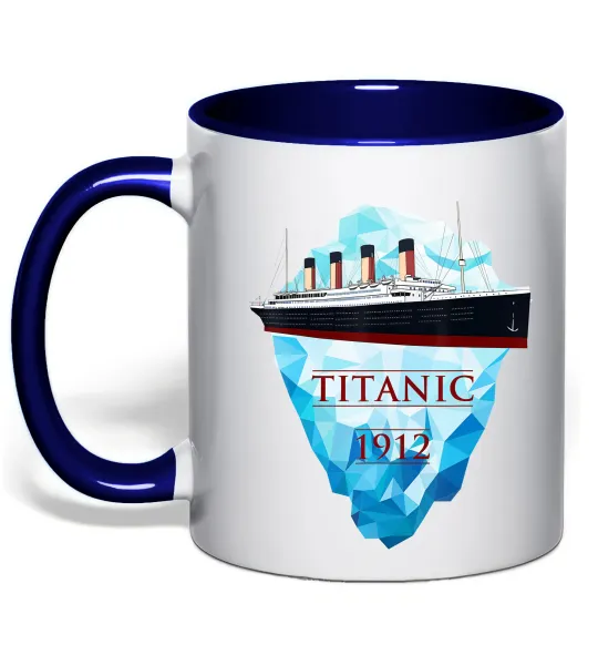 Чашка с цветной ручкой Титанік айсберг 1912 Глубокий темно-синий фото