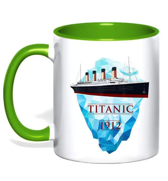 Чашка с цветной ручкой Титанік айсберг 1912 Зеленый фото