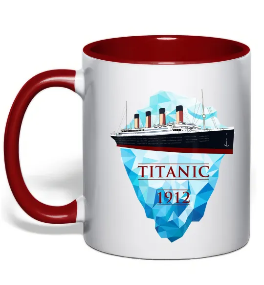 Чашка с цветной ручкой Титанік айсберг 1912 Красный фото