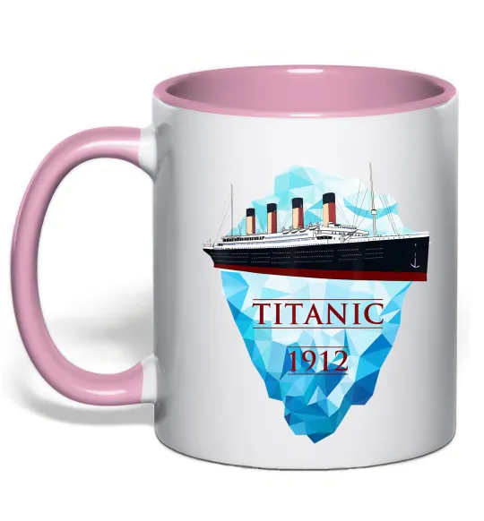 Чашка с цветной ручкой Титанік айсберг 1912 Нежно розовый фото