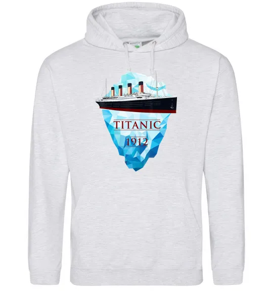 Мужская толстовка (худи) Титанік айсберг 1912 Серый меланж фото