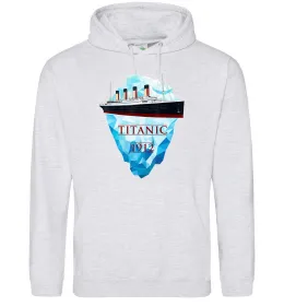 Мужская толстовка (худи) Титанік айсберг 1912 Серый меланж фото