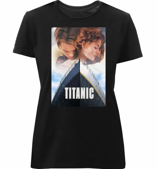 Женская премиум футболка Титанік ретро Черный фото