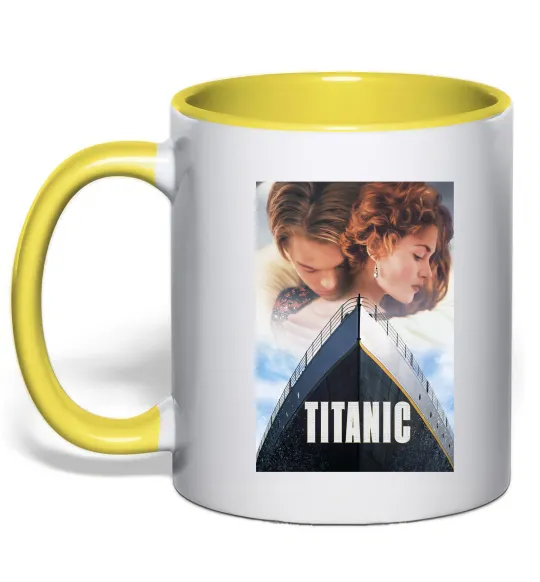 Чашка с цветной ручкой Титанік ретро Солнечно желтый фото