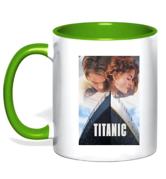 Чашка с цветной ручкой Титанік ретро Лаймовый фото