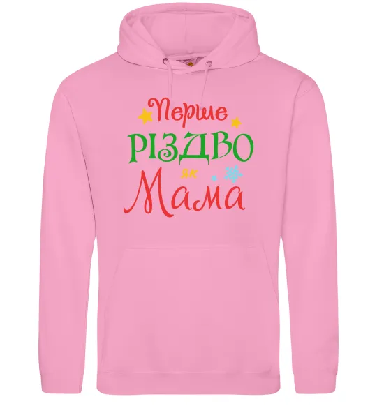 Жіноча толстовка (худі) Перше Різдво як мама Рожевий фото