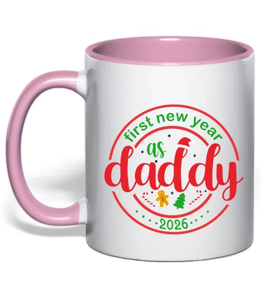 Чашка с цветной ручкой First New Year as daddy Нежно розовый фото