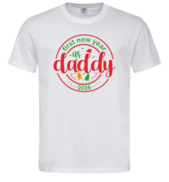 Мужская футболка First New Year as daddy Белый фото