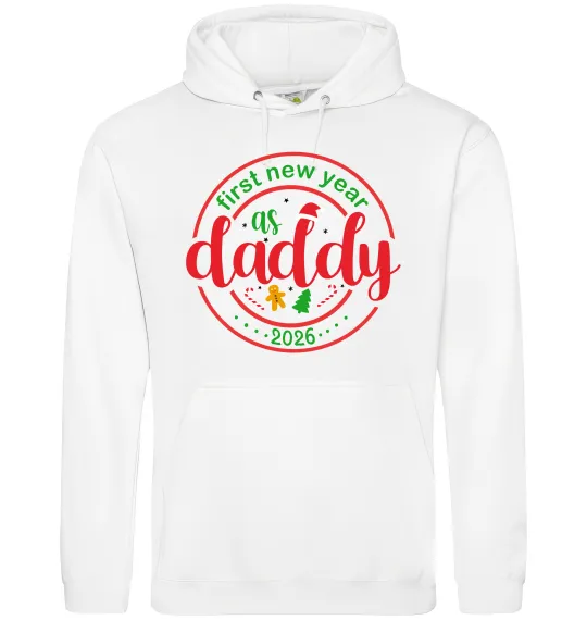 Мужская толстовка (худи) First New Year as daddy Белый фото