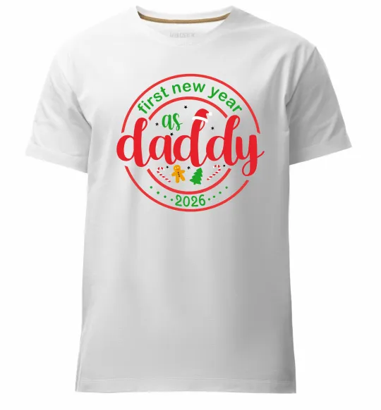 Мужская премиум футболка First New Year as daddy Белый фото