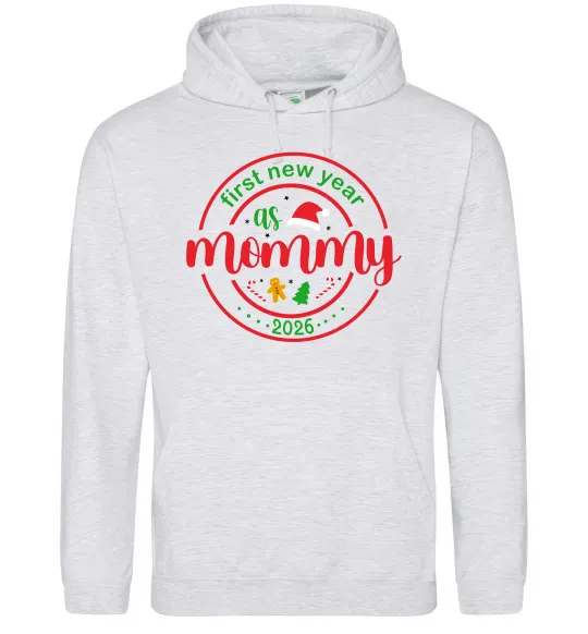 Женская толстовка (худи) First New Year as mommy Серый меланж фото