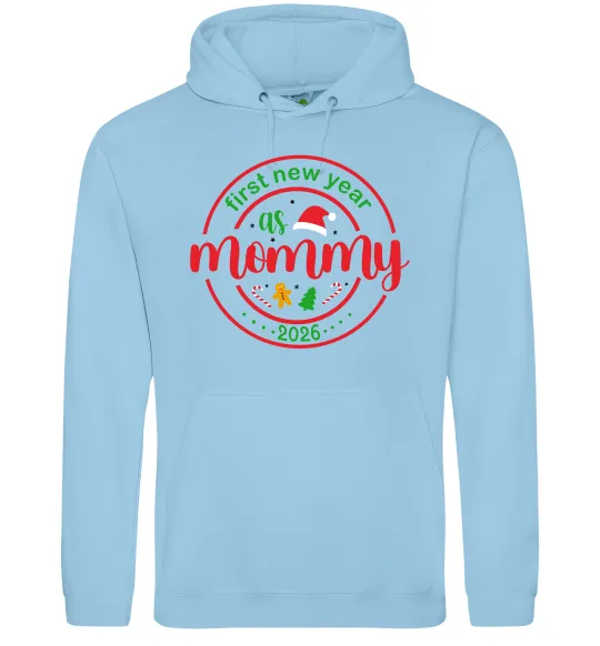 Женская толстовка (худи) First New Year as mommy Голубой фото