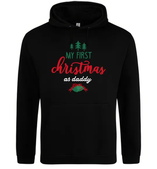 Чоловіча толстовка (худі) First Christmas as daddy Чорний фото