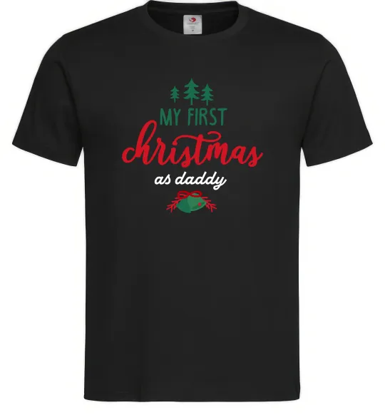 Чоловіча футболка First Christmas as daddy Чорний фото