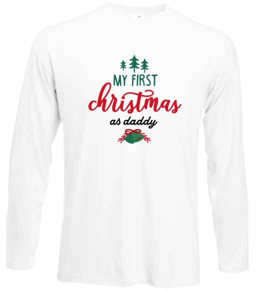 Лонгслив First Christmas as daddy Белый фото