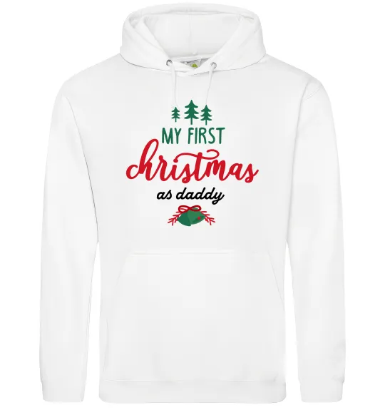 Чоловіча толстовка (худі) First Christmas as daddy Білий фото