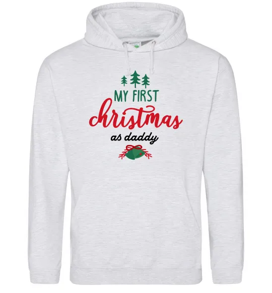Чоловіча толстовка (худі) First Christmas as daddy Сірий меланж фото