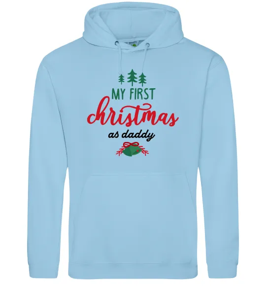 Мужская толстовка (худи) First Christmas as daddy Голубой фото