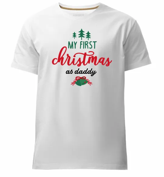 Чоловіча преміум футболка First Christmas as daddy Білий фото