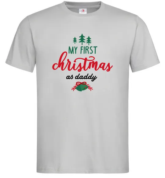 Чоловіча футболка First Christmas as daddy Сірий фото