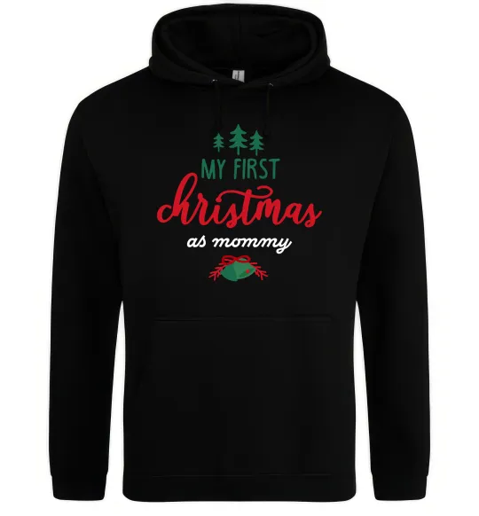 Жіноча толстовка (худі) First christmas as mommy Чорний фото