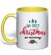 Чашка с цветной ручкой First christmas as mommy Лимонный Чашка с цветной ручкой First christmas as mommy Лимонный фото