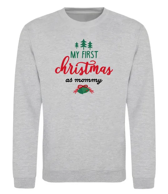 Світшот First christmas as mommy Сірий меланж фото