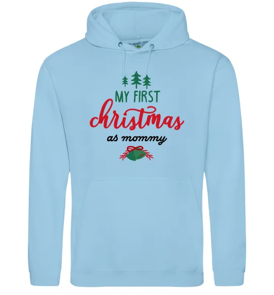 Жіноча толстовка (худі) First christmas as mommy Блакитний фото