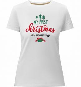 Женская премиум футболка First christmas as mommy