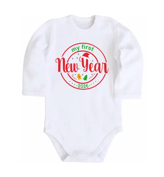 Дитячий бодік My first New Year Білий фото