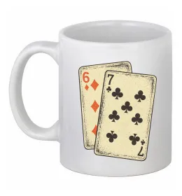 Чашка керамическая 6-7 cards Белый фото