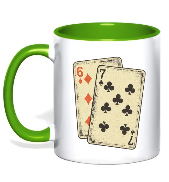 Чашка з кольоровою ручкою 6-7 cards Лаймовий фото