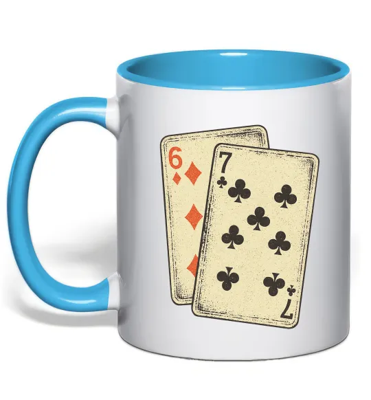Чашка з кольоровою ручкою 6-7 cards Блакитний фото