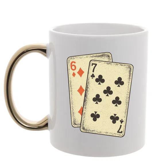 Чашка з кольоровою ручкою 6-7 cards Золото фото