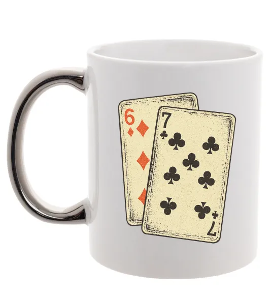 Чашка з кольоровою ручкою 6-7 cards Срібло фото