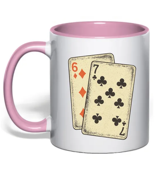Чашка з кольоровою ручкою 6-7 cards Ніжно рожевий фото