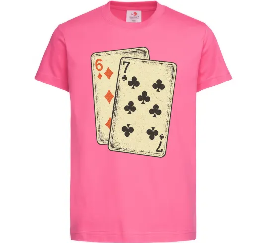 Дитяча футболка 6-7 cards Яскраво-рожевий фото