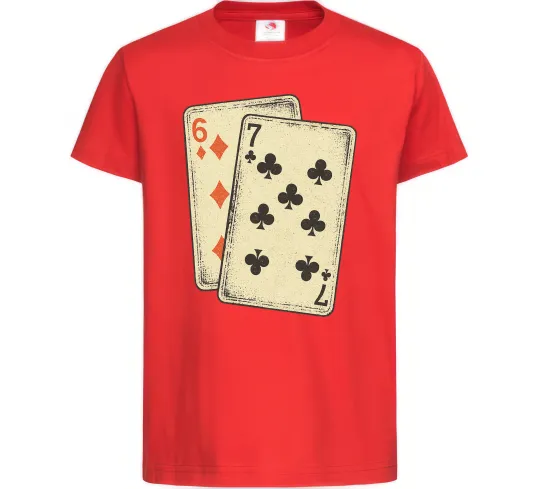Дитяча футболка 6-7 cards Червоний фото