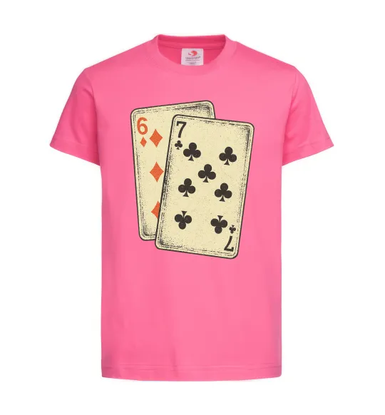 Дитяча футболка 6-7 cards Яскраво-рожевий фото