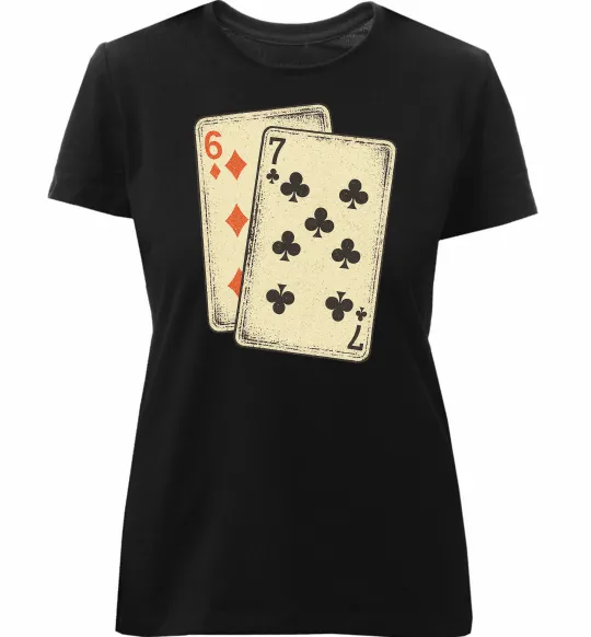 Жіноча преміум футболка 6-7 cards Чорний фото