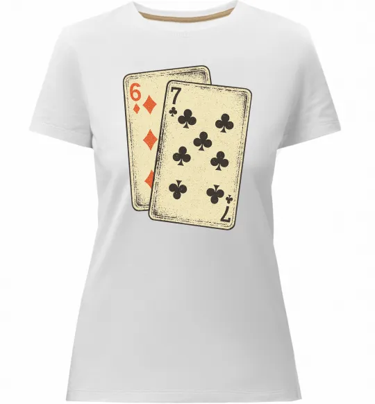 Жіноча преміум футболка 6-7 cards Білий фото