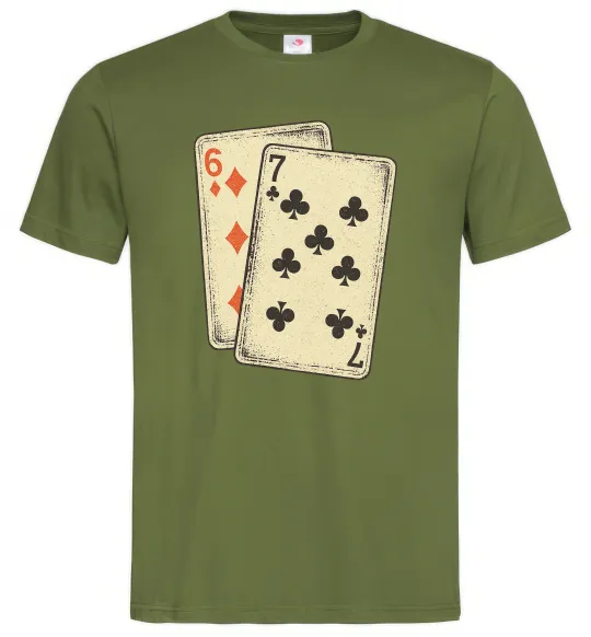 Чоловіча футболка 6-7 cards Оливковий фото