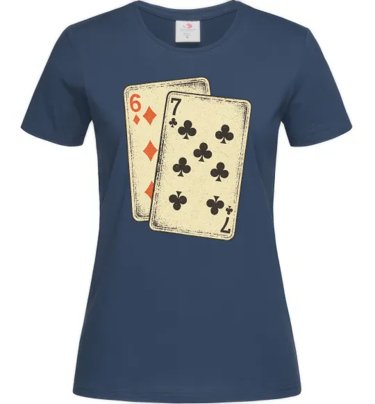 Жіноча футболка 6-7 cards Темно-синій фото