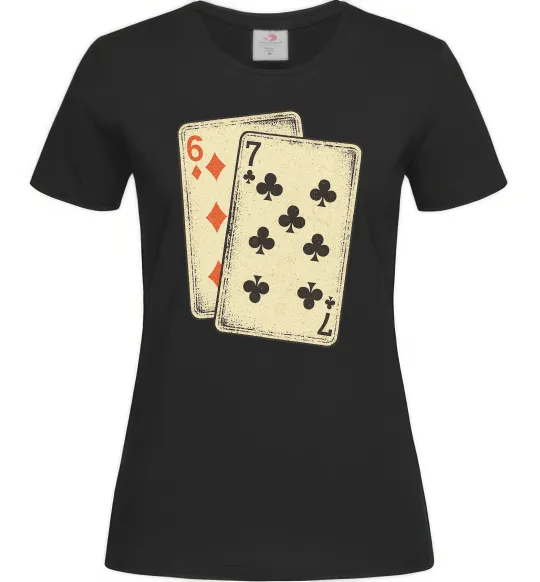Жіноча футболка 6-7 cards Чорний фото