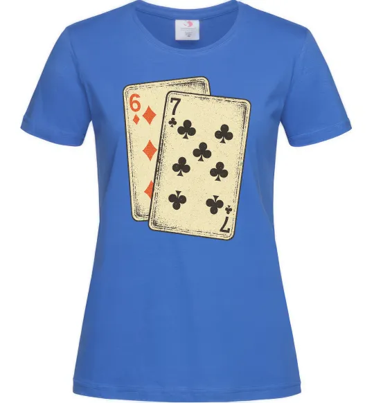 Жіноча футболка 6-7 cards Яскраво-синій фото