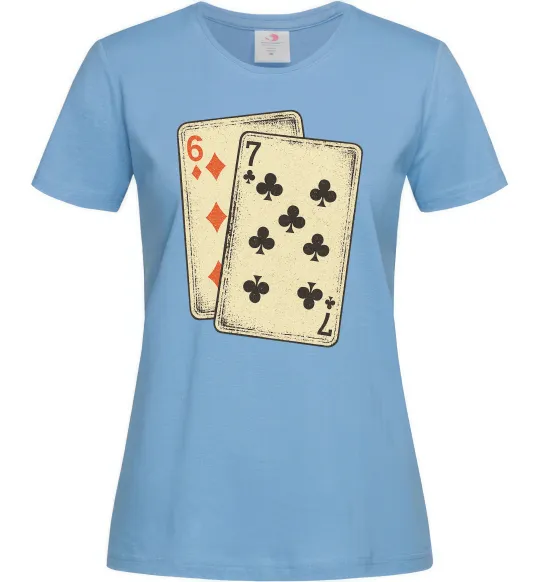 Жіноча футболка 6-7 cards Блакитний фото